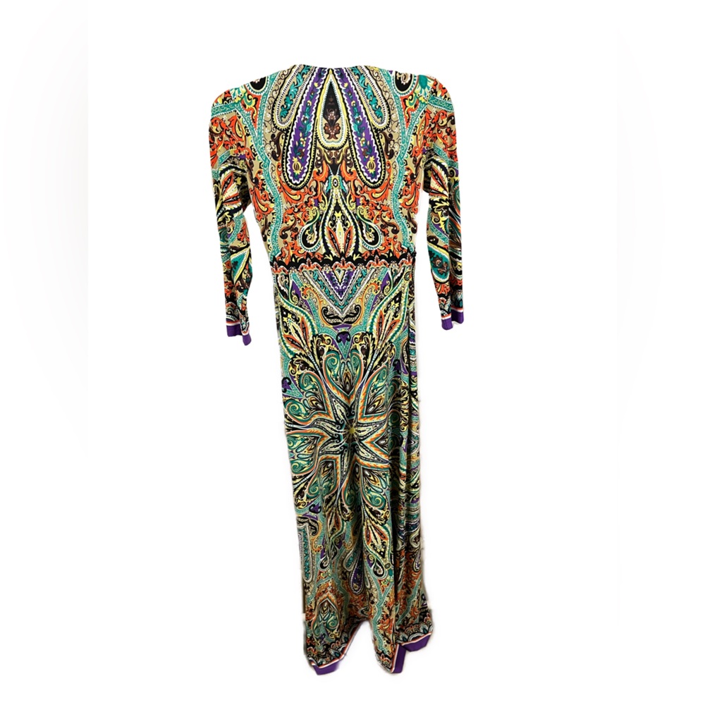 Boston Proper Printed Vibrant V-Neck Leg Slit Twist Front Maxi Dress- Size 4 - Picture 2 of 8